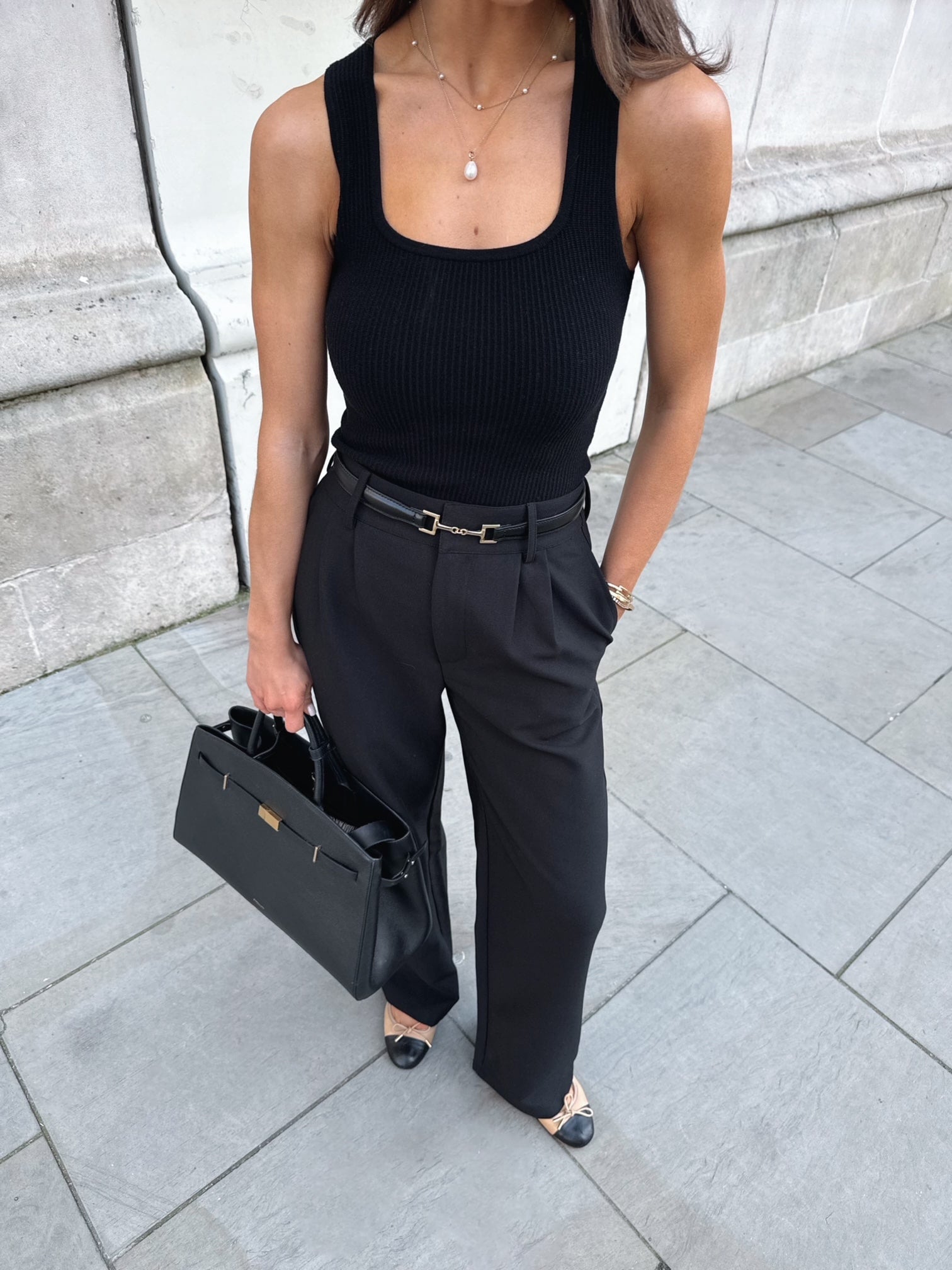 Ribbed square-neck vest