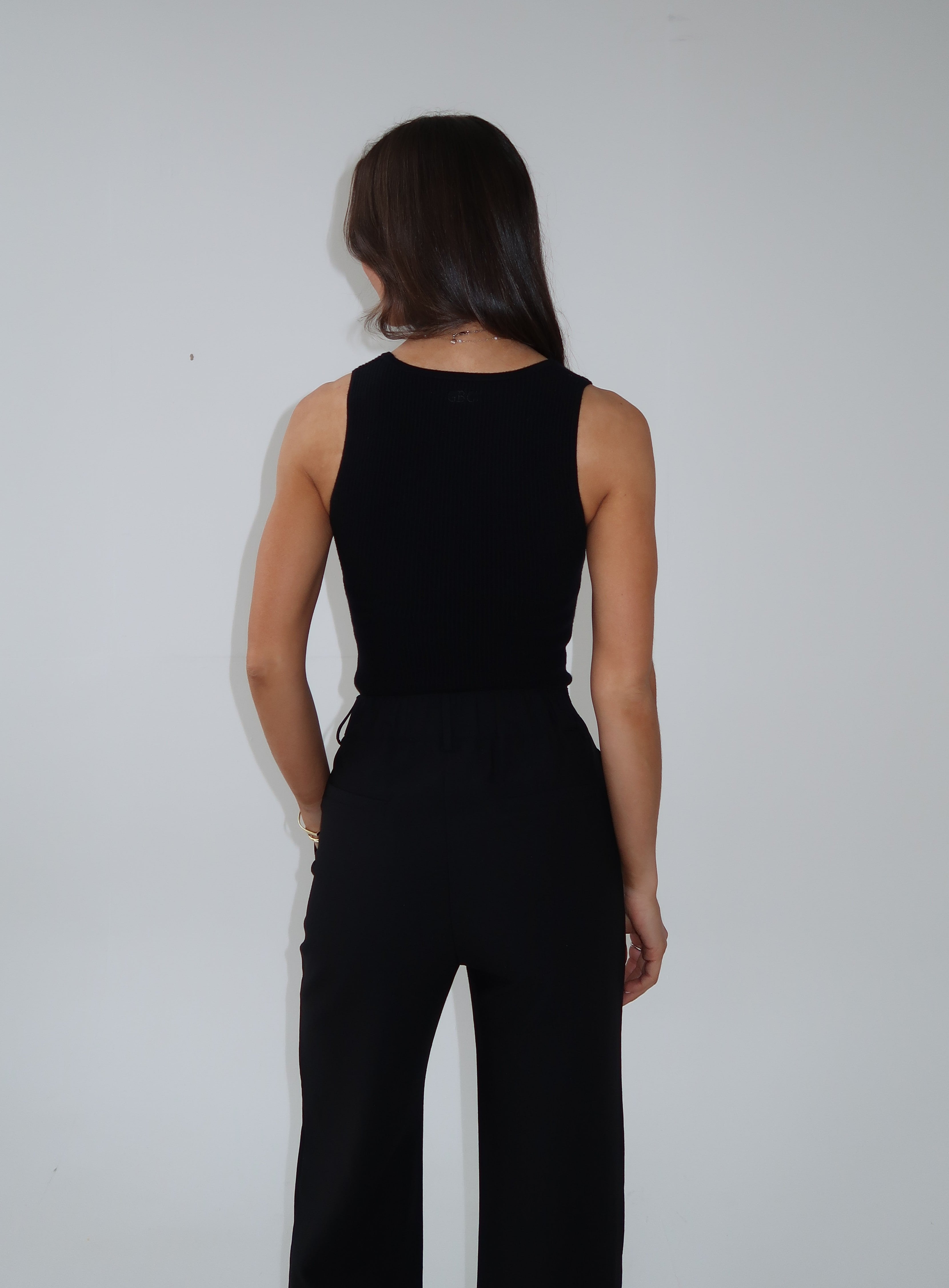 Ribbed square-neck vest
