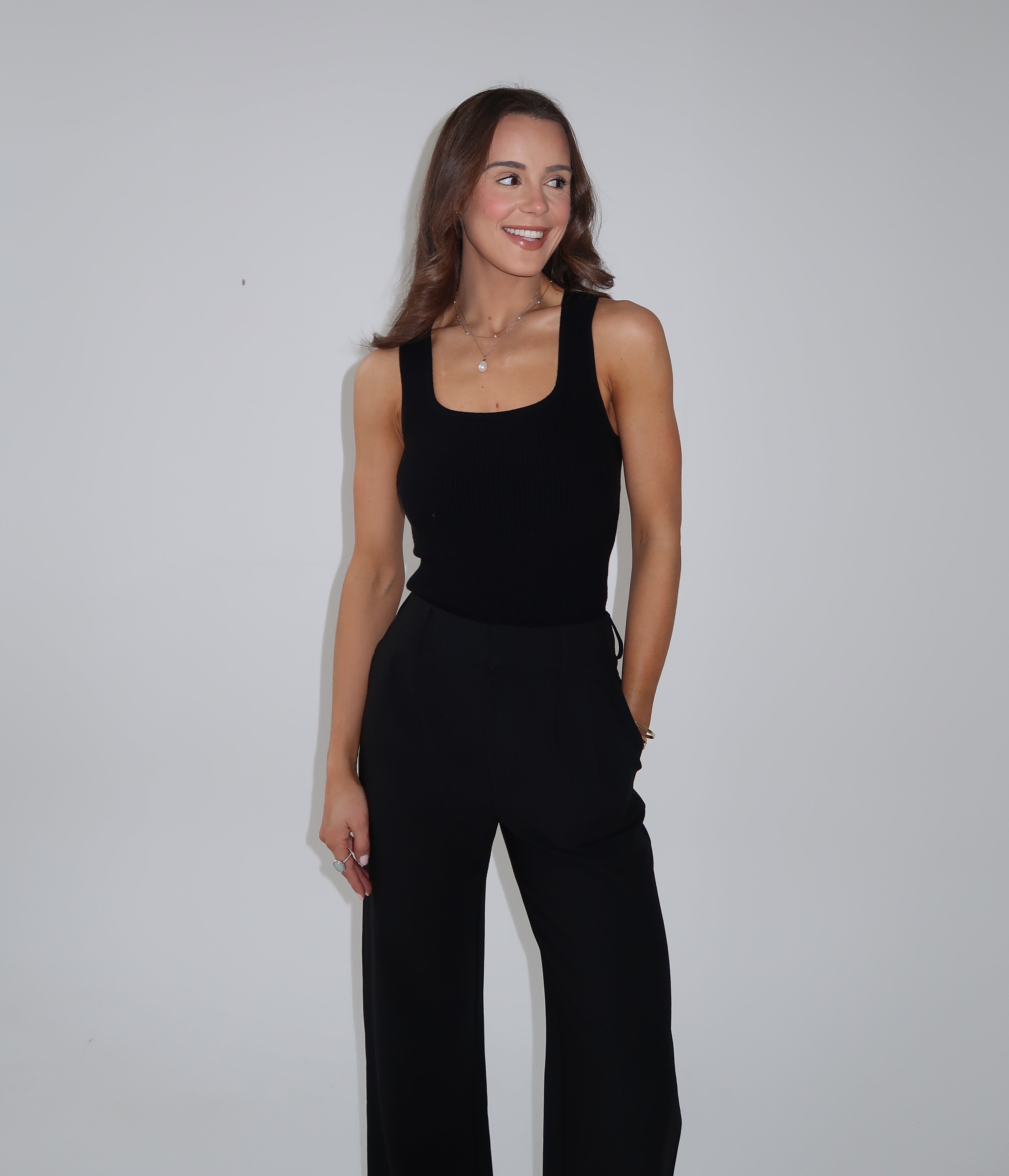 Ribbed square-neck vest