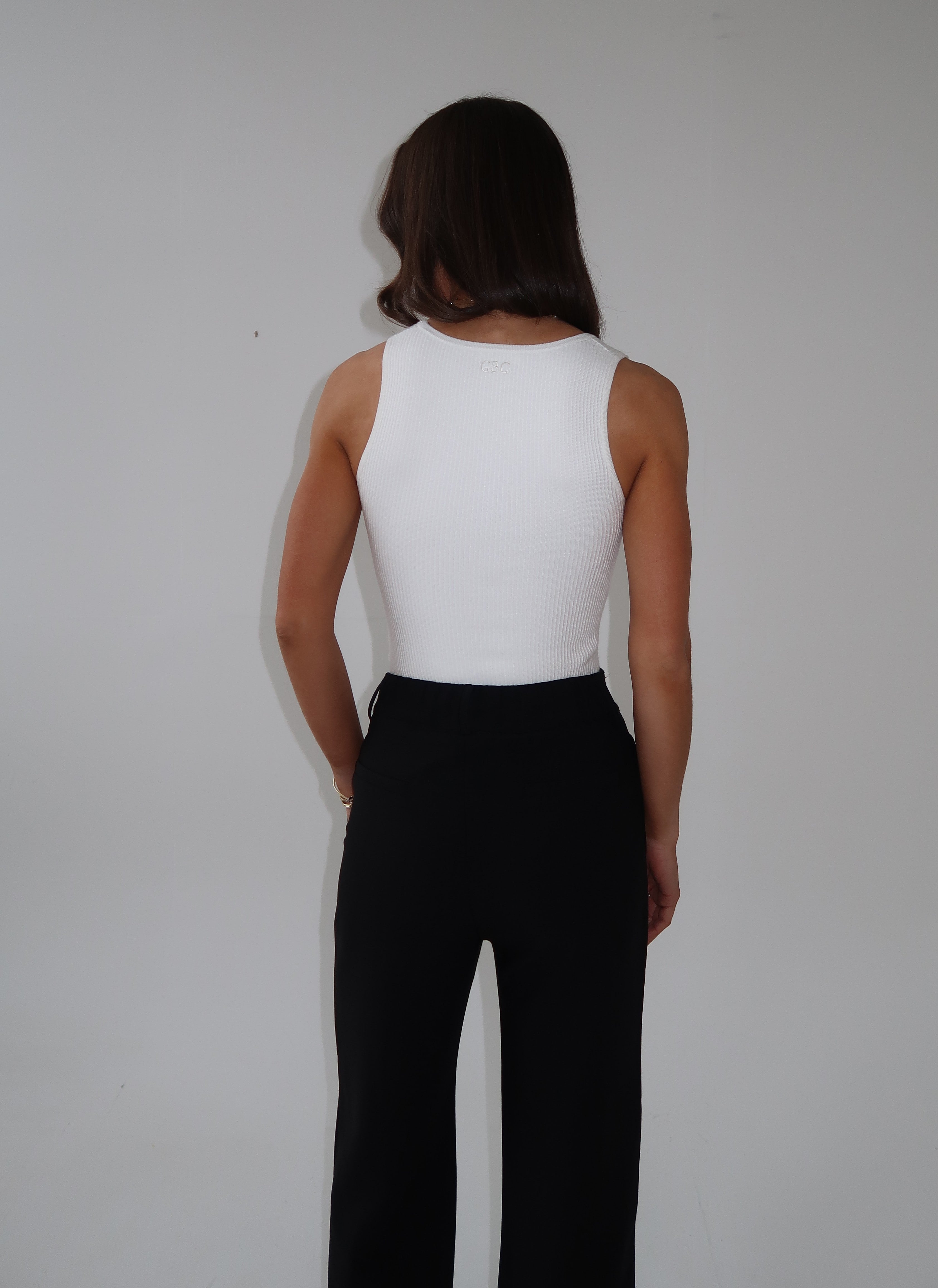 Ribbed square-neck vest