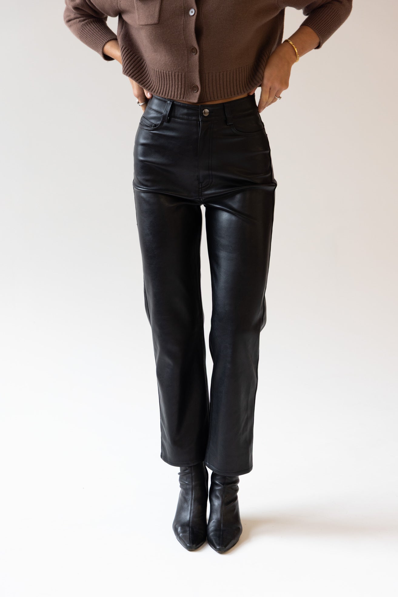 Faux leather trousers